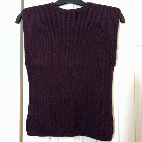 Express Deep Purple Knit Sleeveless Top with Gold Button Accent - Picture 6 of 7